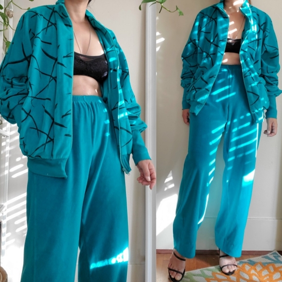 Vintage 80s Velour Tracksuit - Picture 1 of 10